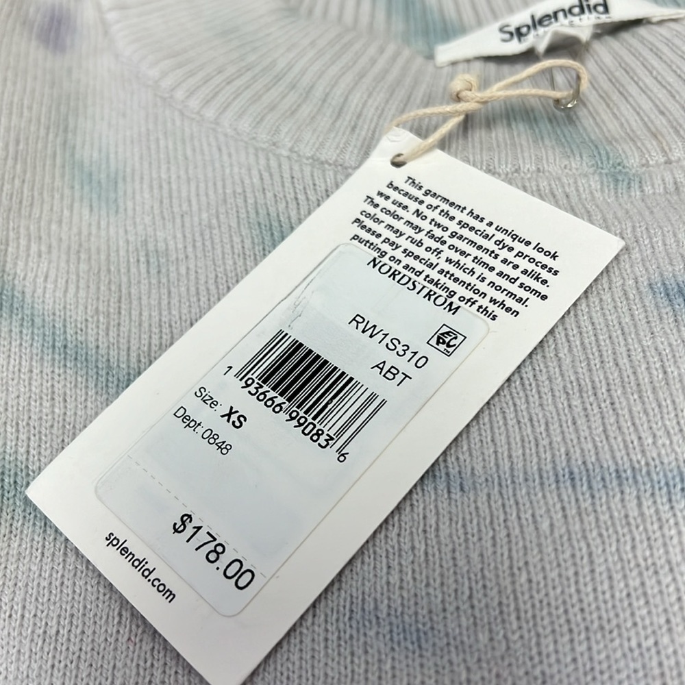 NWT Splendid Adeline Cashmere Blend Arctic Blue Tie Dye Sweater Size XS - Picture 5 of 10